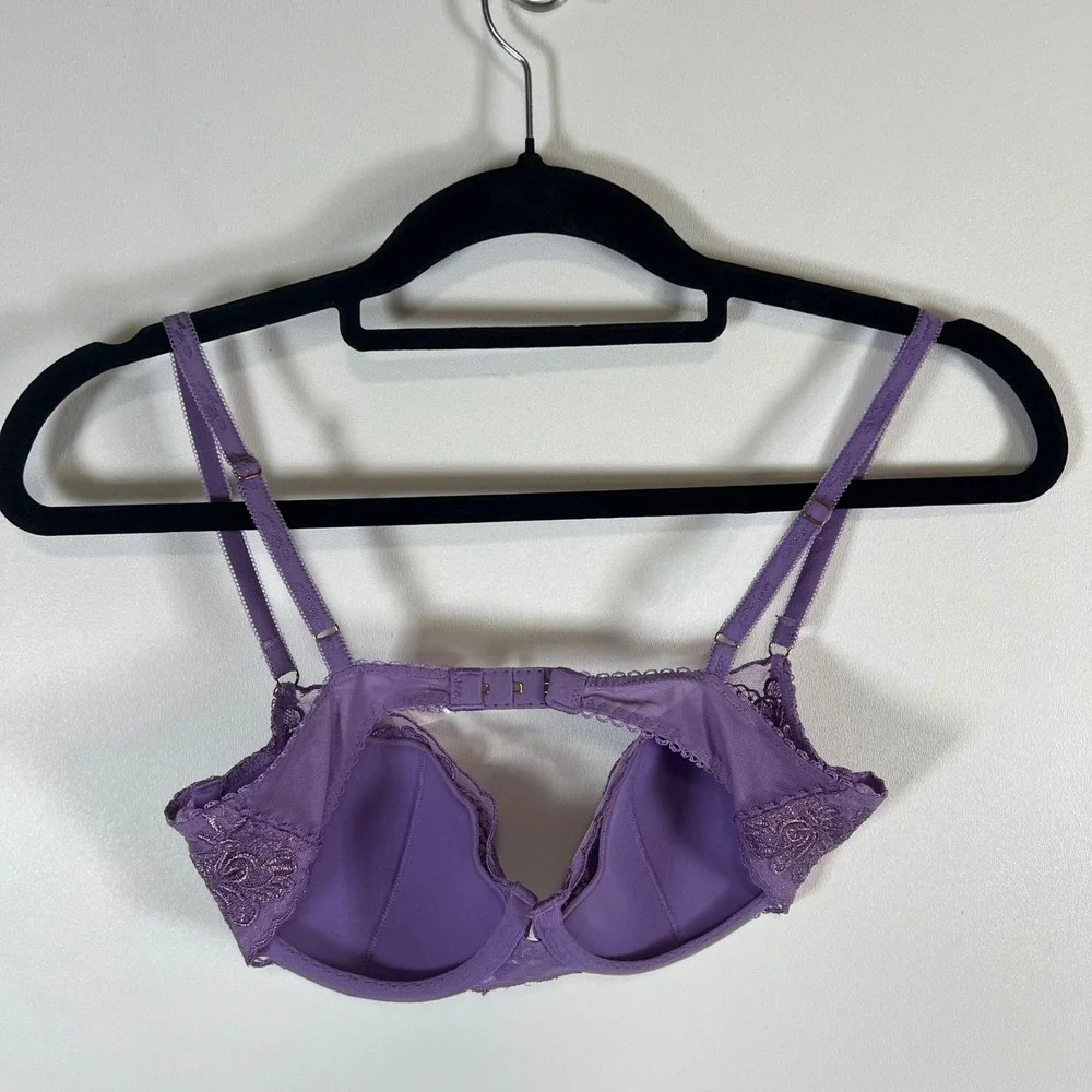 Victoria's Secret Angels Purple Floral‎ Lace Balconet Bra 34C 202945-L27 Sexy